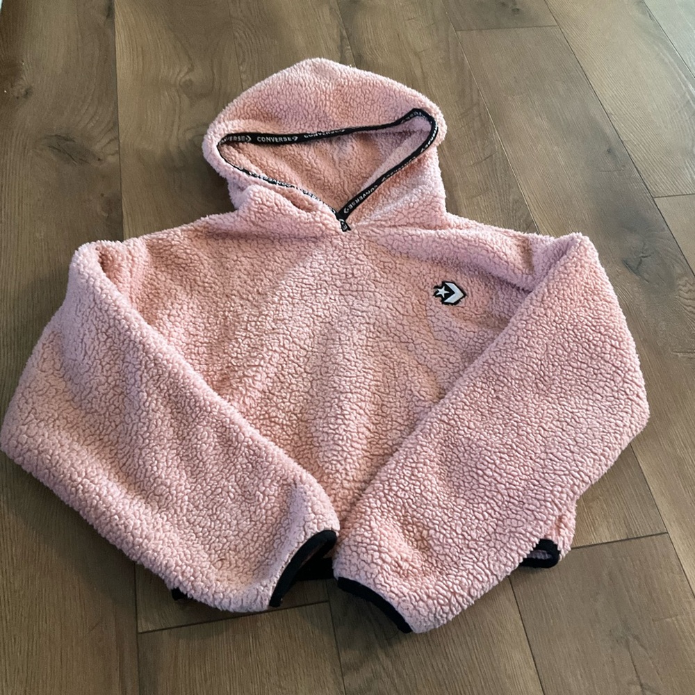 Converse Pink Sherpa Hoodie Sweatshirt